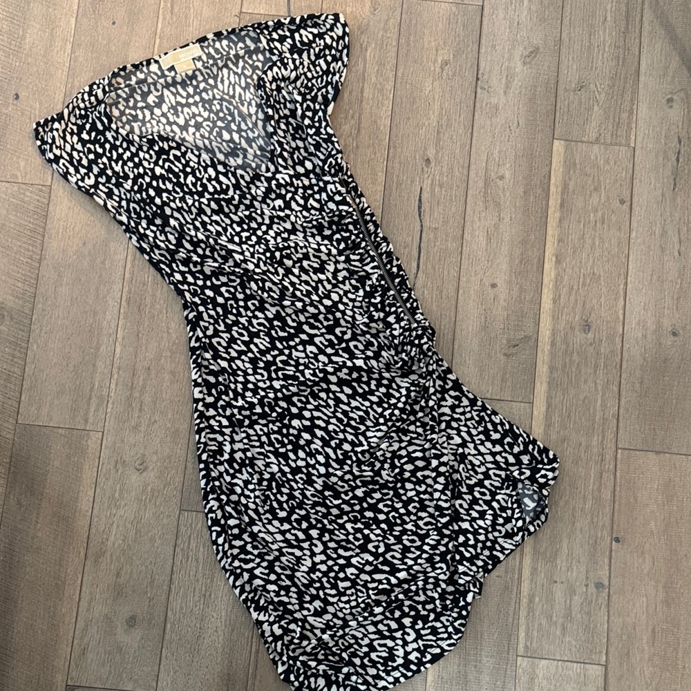 Michael Kors Monochrome Animal Print Mini Dress